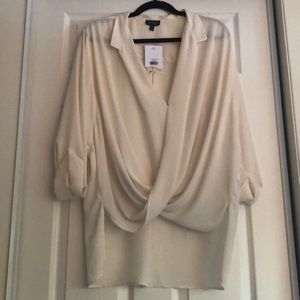 Top Shop. Cream Coloured Blouse. Hi-low. V neck.